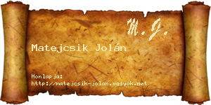 Matejcsik Jolán névjegykártya