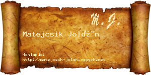 Matejcsik Jolán névjegykártya